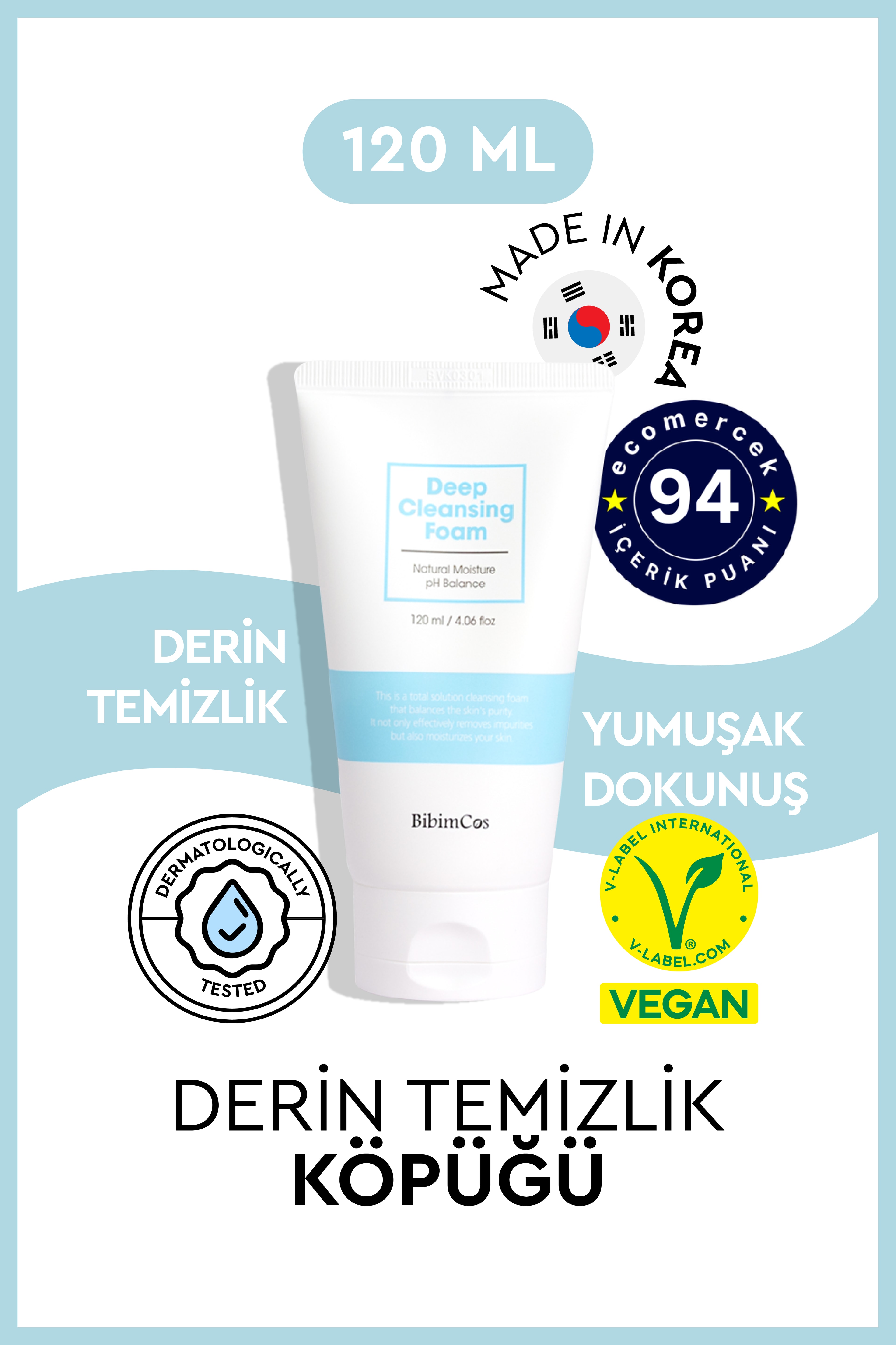 Bibimcos Deep Cleansing Foam 120ml – Yüz Temizleyici Köpük