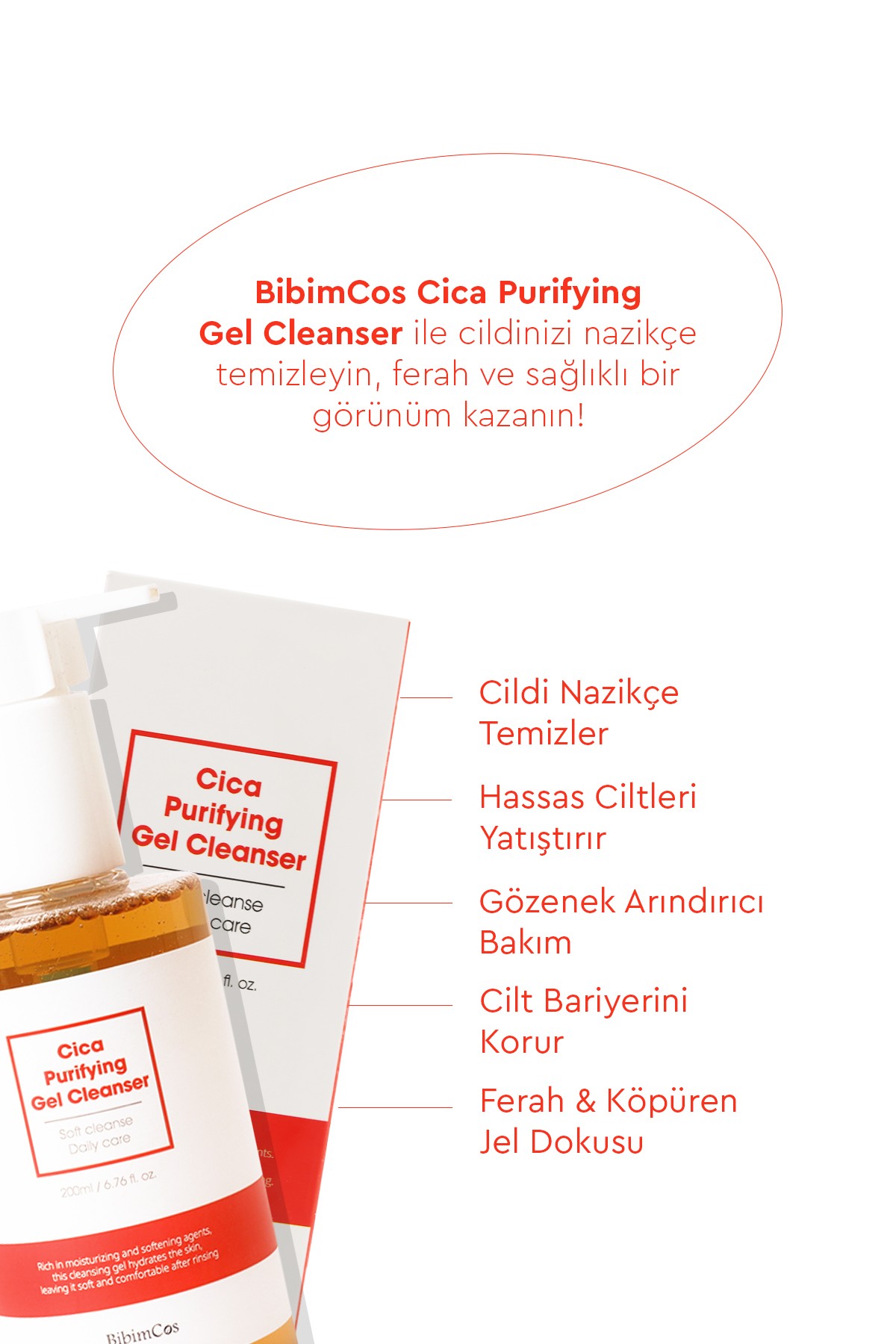 Bibimcos Purifying Gel Cleanser 200ml - Cilt Yatıştırıcı Jel Temizleyici