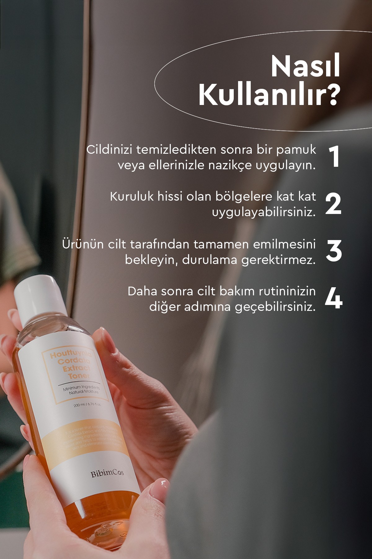 Bibimcos Houttuynia Cordata Extract Toner 200ml - Houttuynia Cordata Ekstreli Arındırıcı Tonik