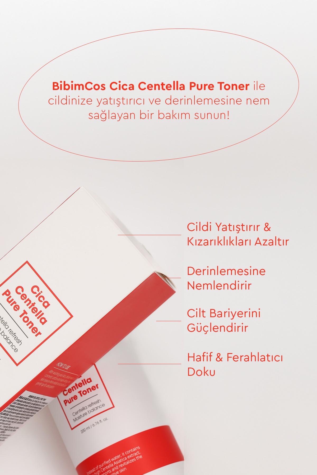 Bibimcos Cica Centella Pure Toner 200ml - Cilt Yatıştırıcı Tonik