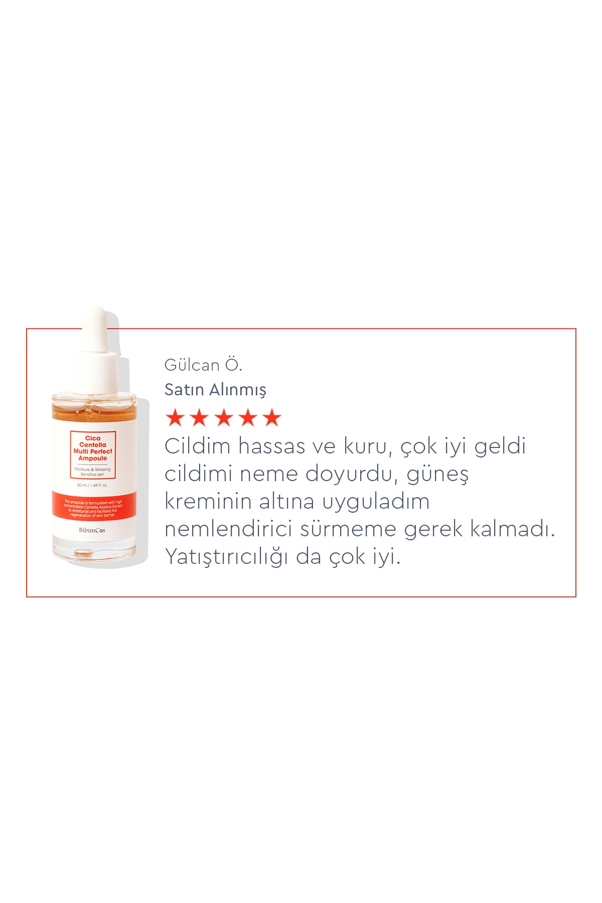 Bibimcos Cica Centella Multi Perfect Ampoule 50ml - Cilt Yatıştırıcı ve Nemlendirici Serum