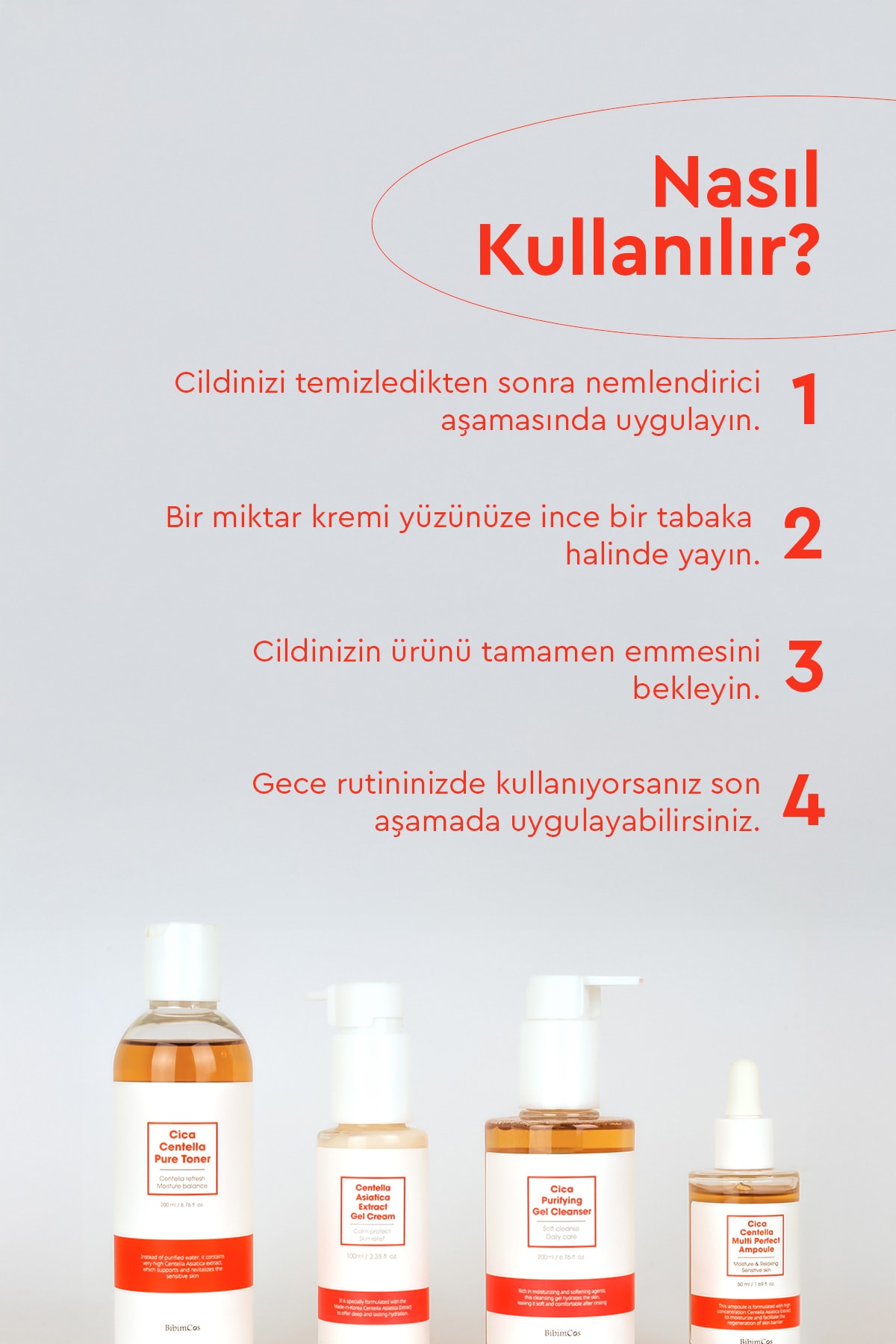 Bibimcos Centella Asiatica Extract Gel Cream 100ml - Cilt Yatıştırıcı ve Nemlendirici Jel Krem