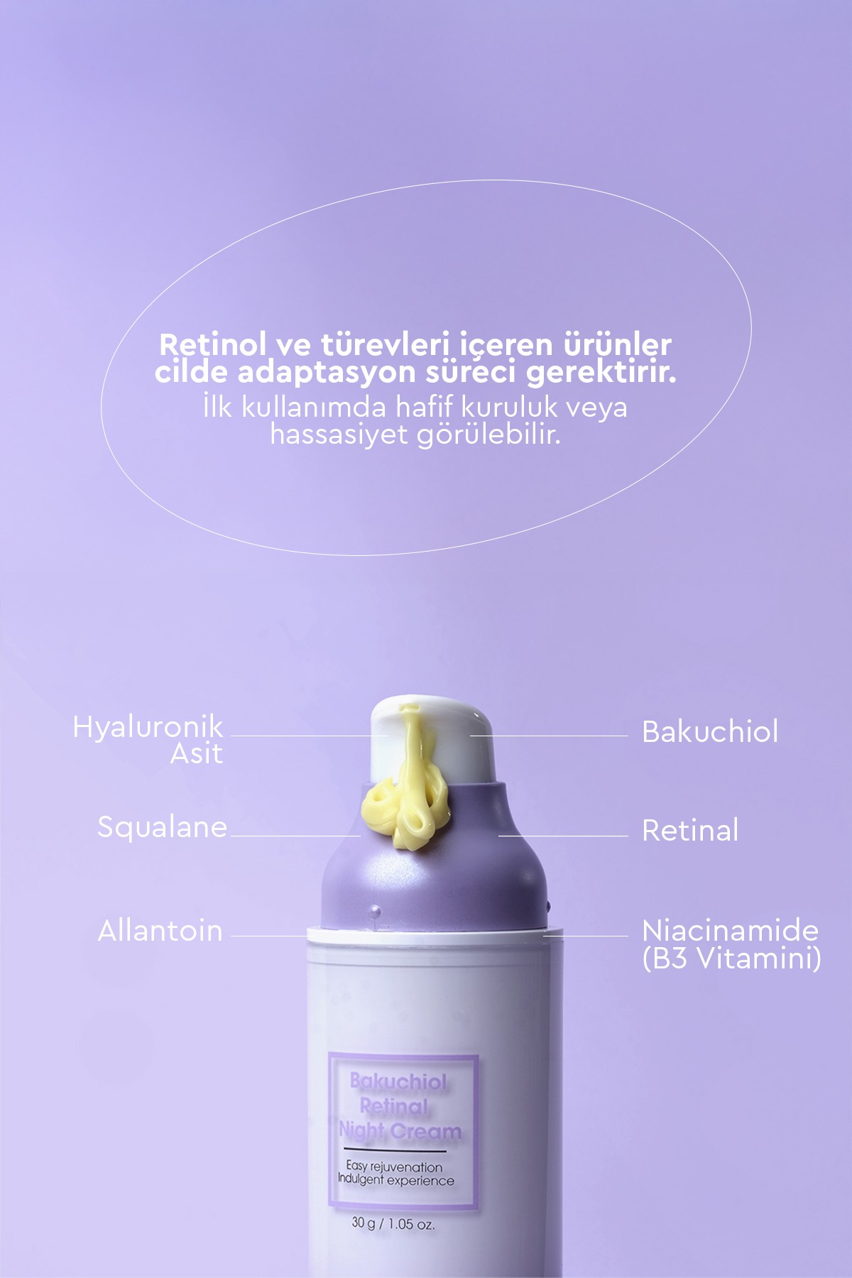 Bibimcos Bakuchiol - Retinal Night Cream 30gr - Bakuchiol - Retinol Gece Kremi