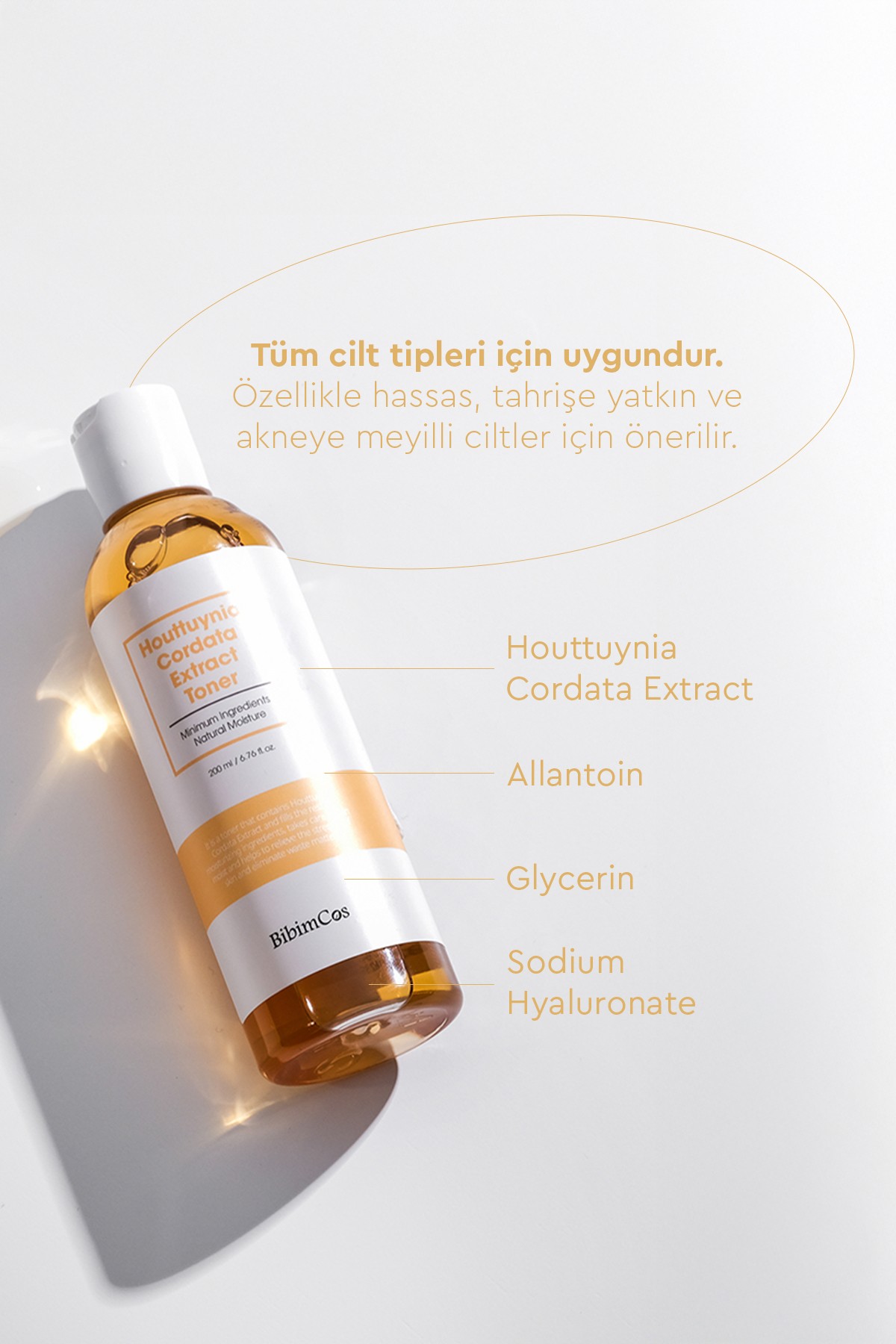 Bibimcos Houttuynia Cordata Extract Toner 200ml - Houttuynia Cordata Ekstreli Arındırıcı Tonik