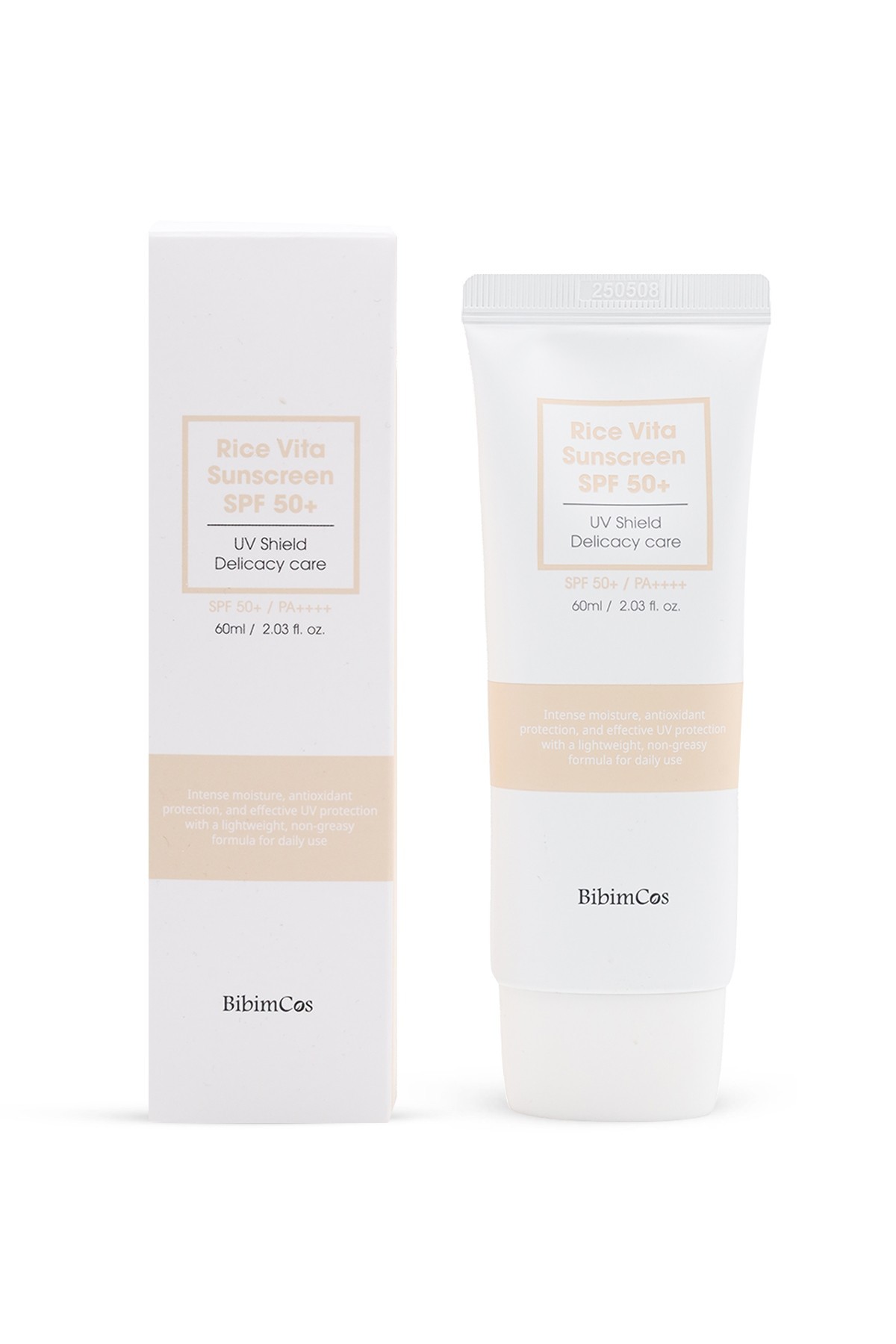 Bibimcos Rice Vita Sunscreen SPF 50+ PA++++ 60ml - Yüksek Koruyuculu Aydınlatıcı Güneş Kremi