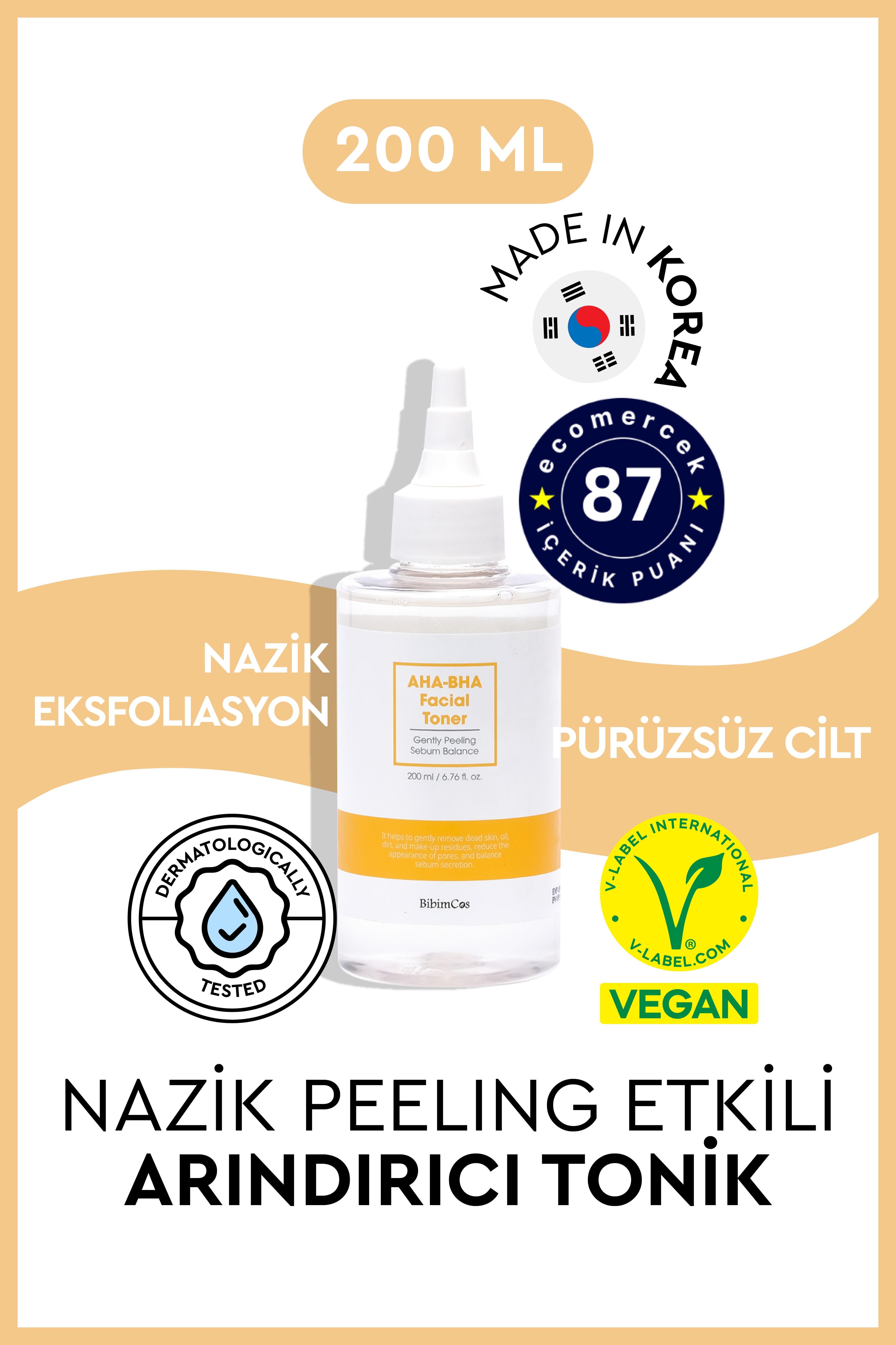 Bibimcos AHA-BHA Facial Toner 200ml 