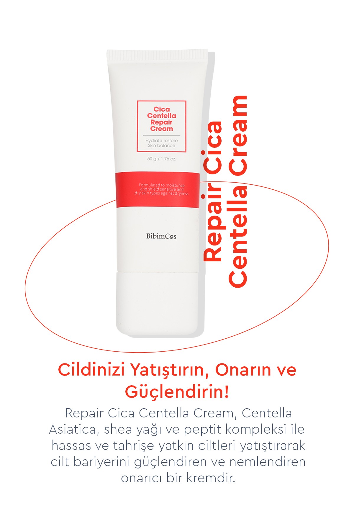 Bibimcos Cica Centella Repair Cream 50gr - Cilt Onarıcı ve Sakinleştirici Krem