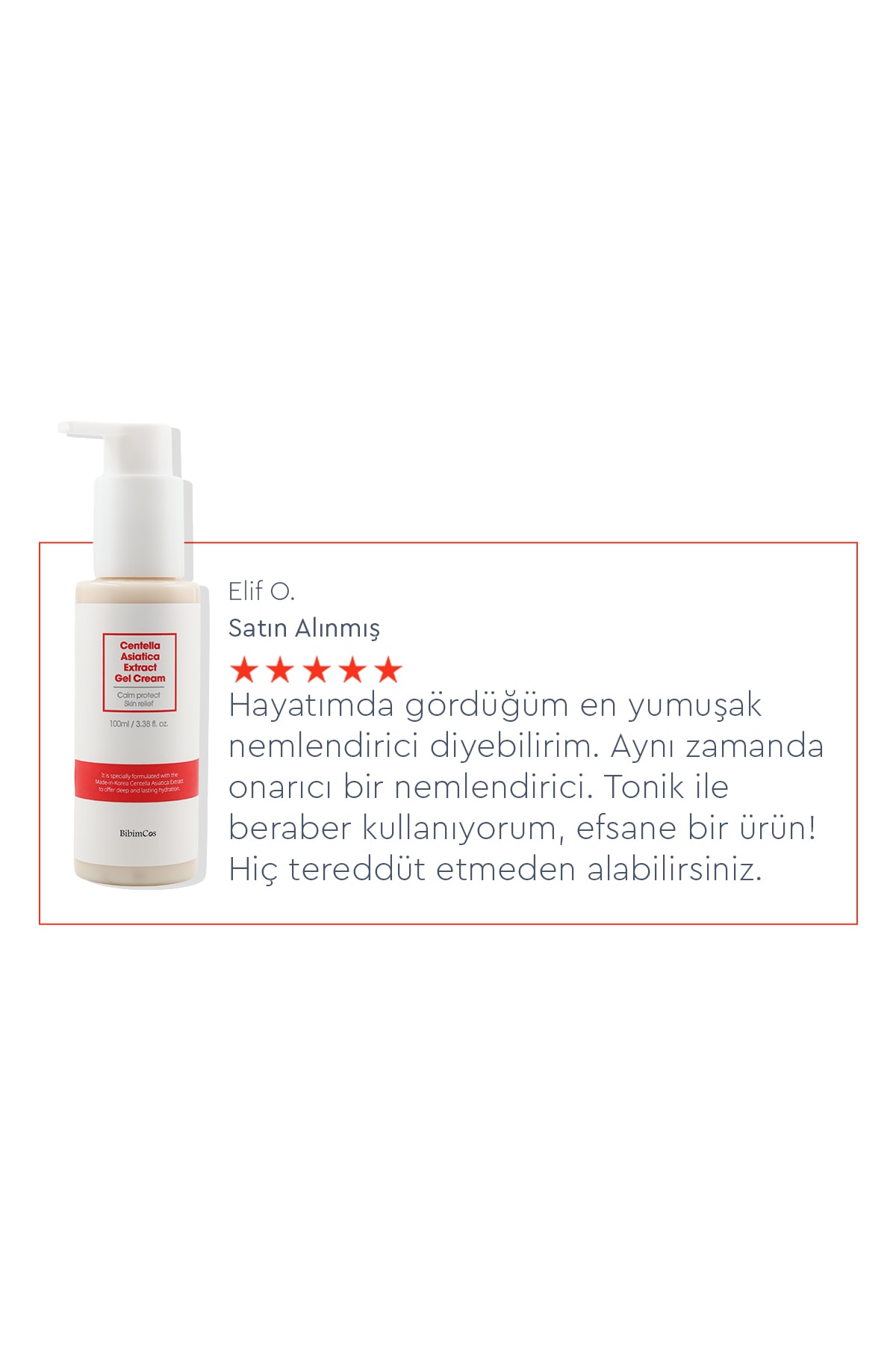 Bibimcos Centella Asiatica Extract Gel Cream 100ml - Cilt Yatıştırıcı ve Nemlendirici Jel Krem
