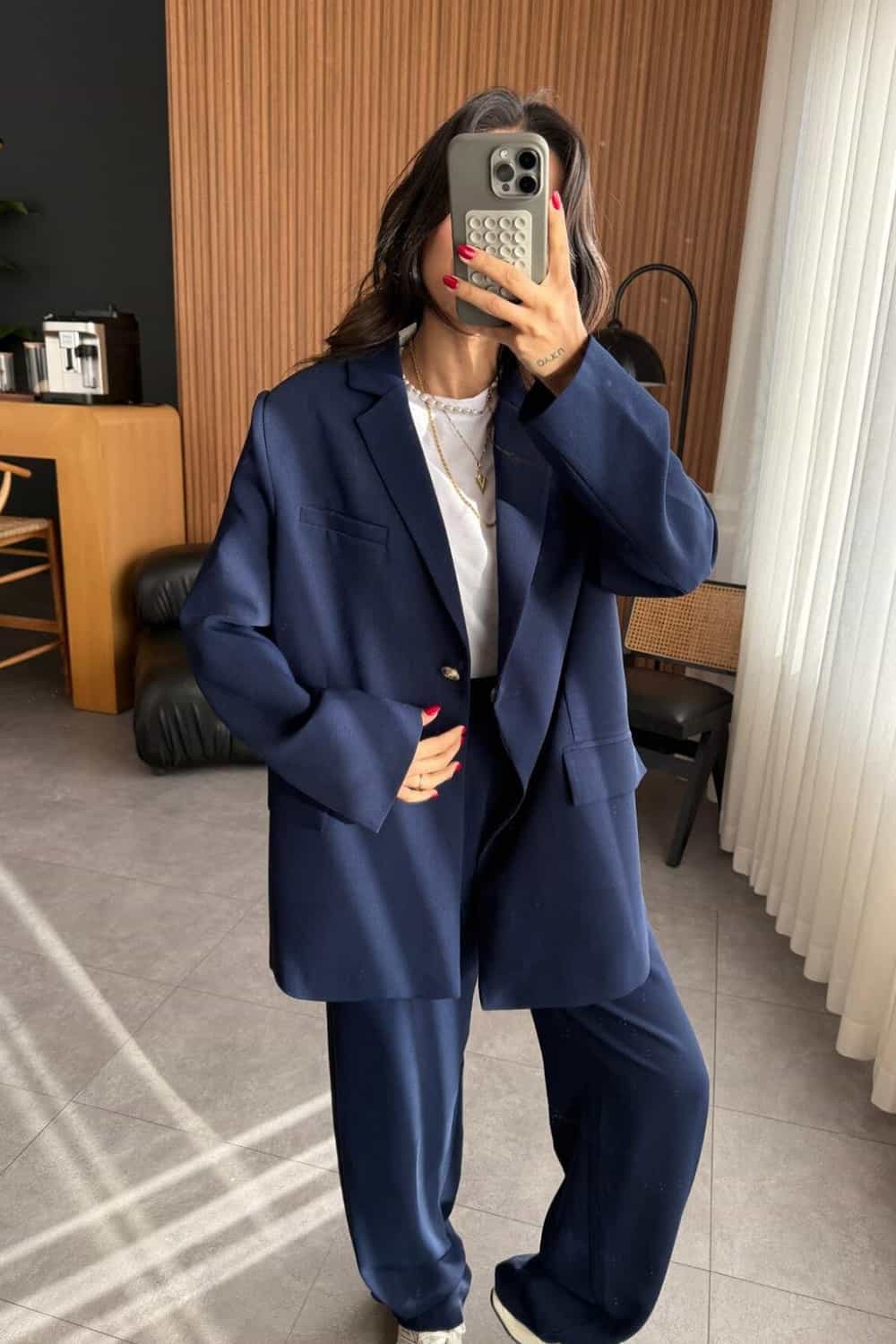 Arma Düğme Detaylı Blazer Ceket - Lacivert