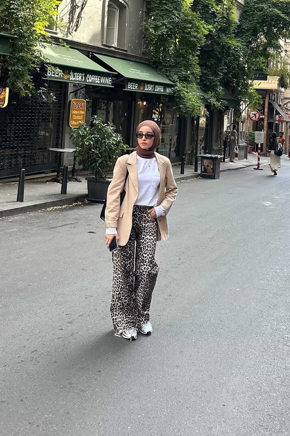 Leopar Wide Leg Jean Pantolon