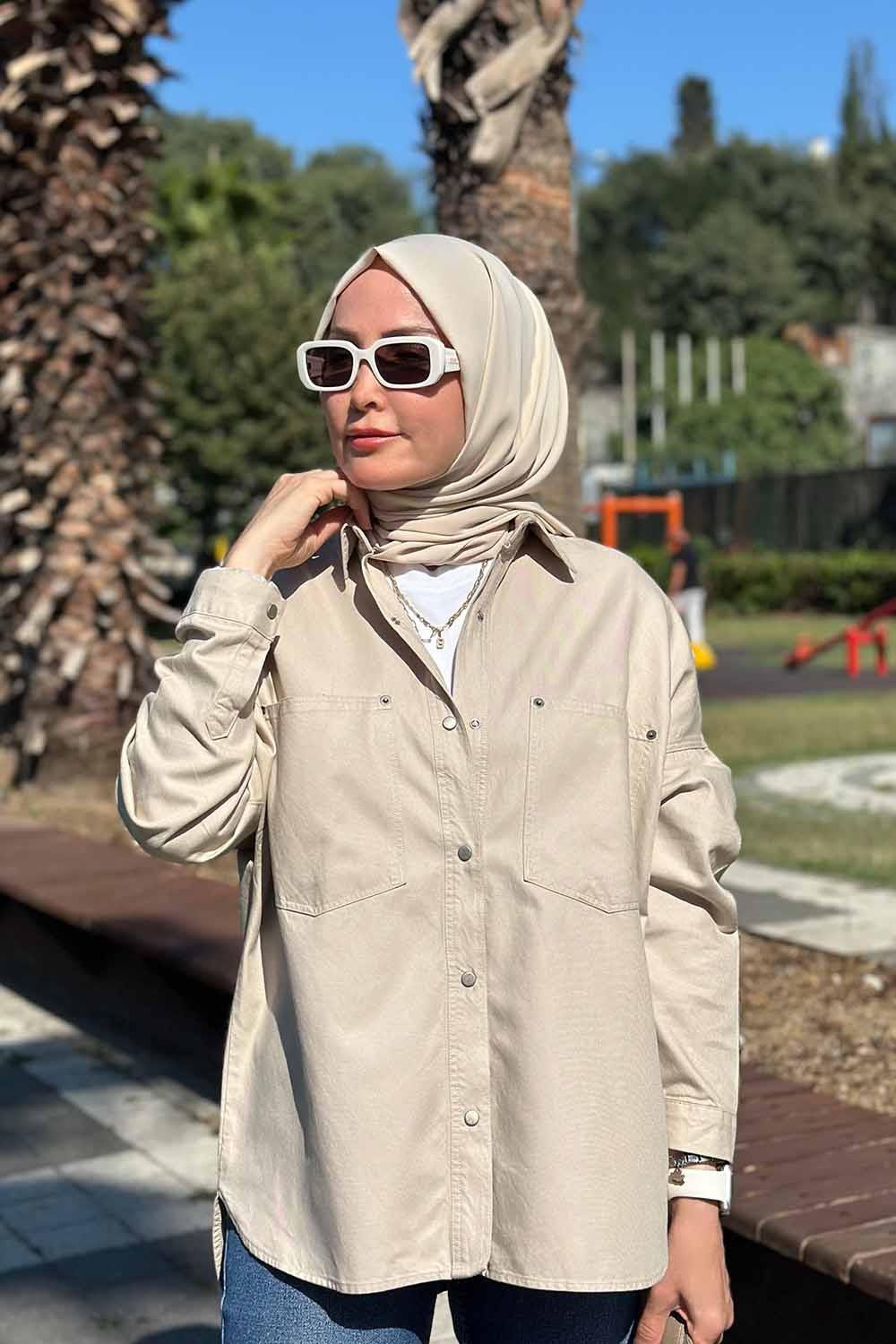 İnce Kanvas Ceket - Bej