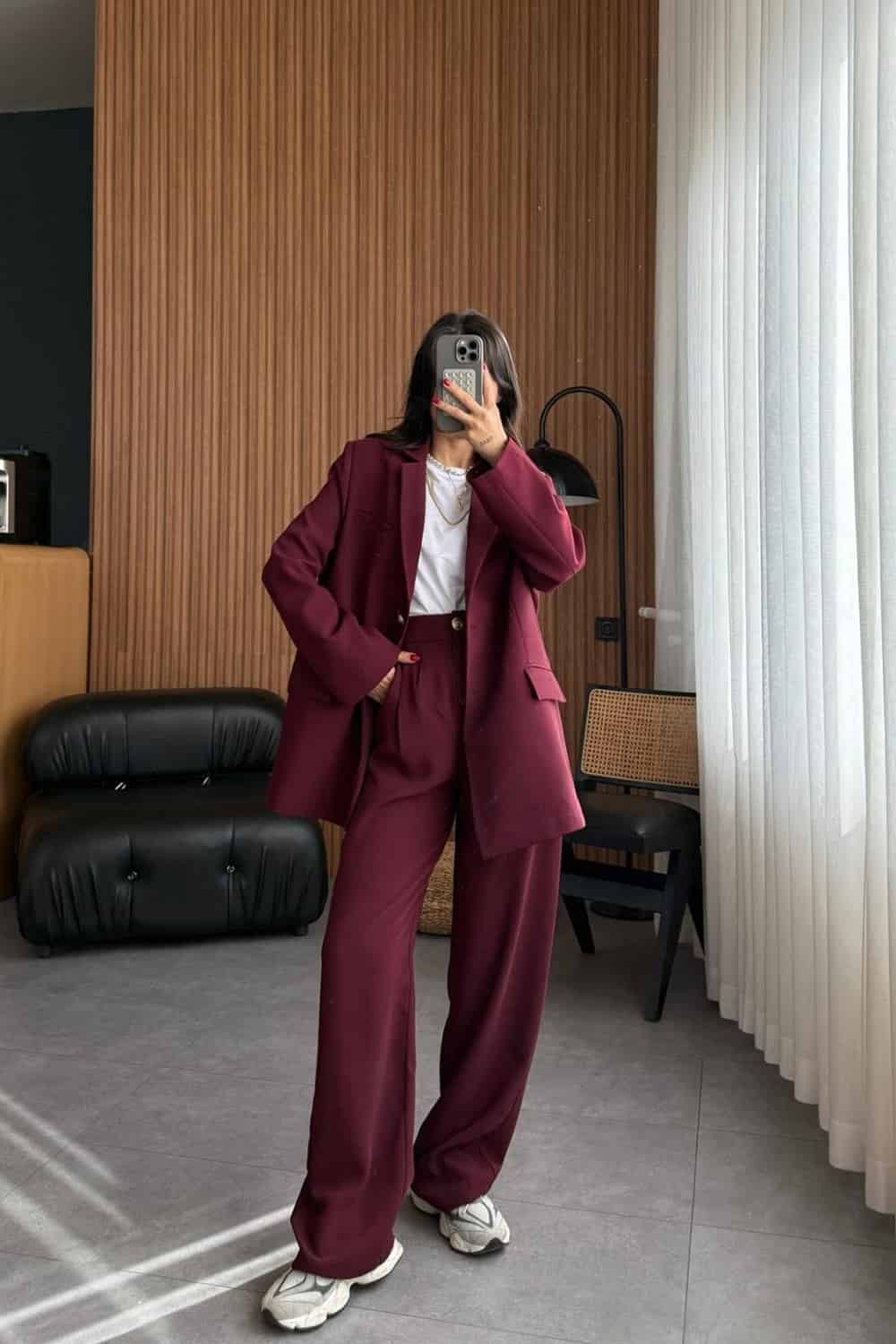 Arma Düğme Detaylı Blazer Ceket - Bordo