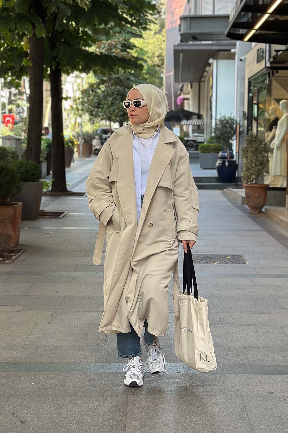 Oversize Trençkot - Krem