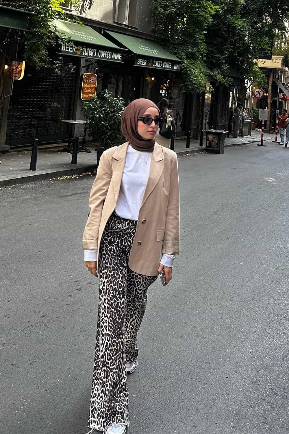 Leopar Wide Leg Jean Pantolon