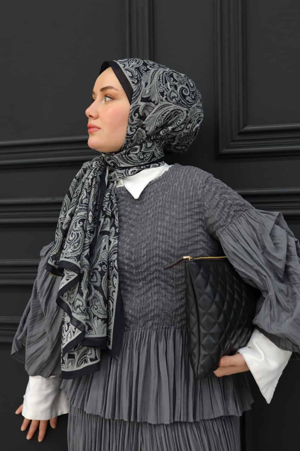 Etnik Desen Nariya Şal - Siyah