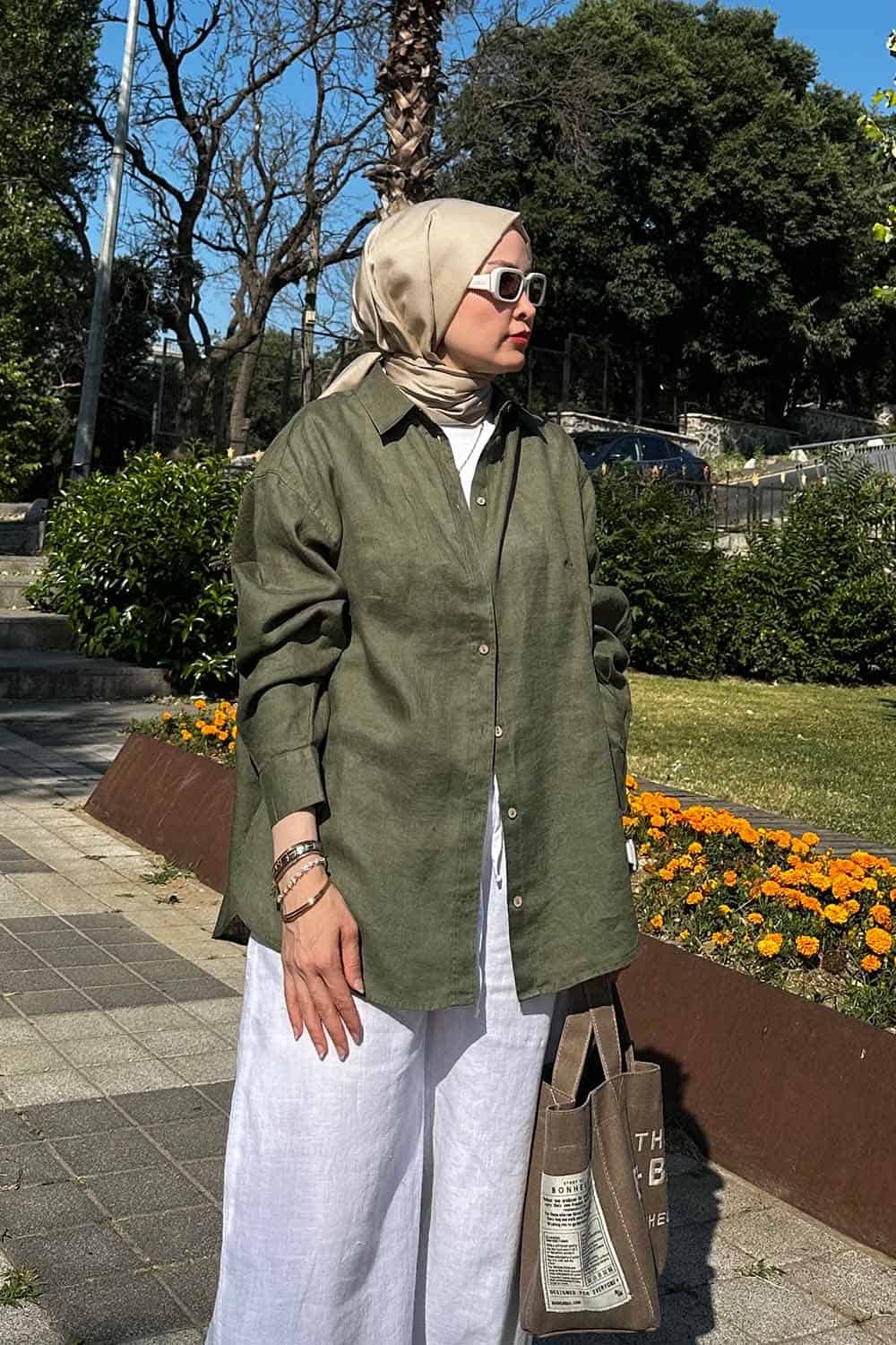 Keten Gömlek - Haki