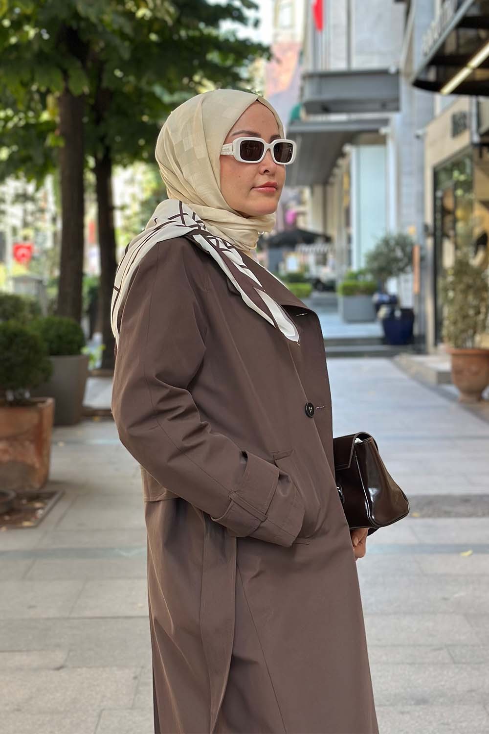 Fularlı Uzun Trençkot 