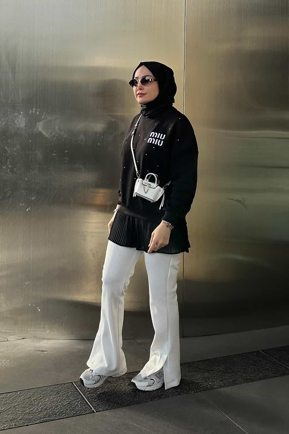 Miu Taşlı Premium Sweatshirt Siyah