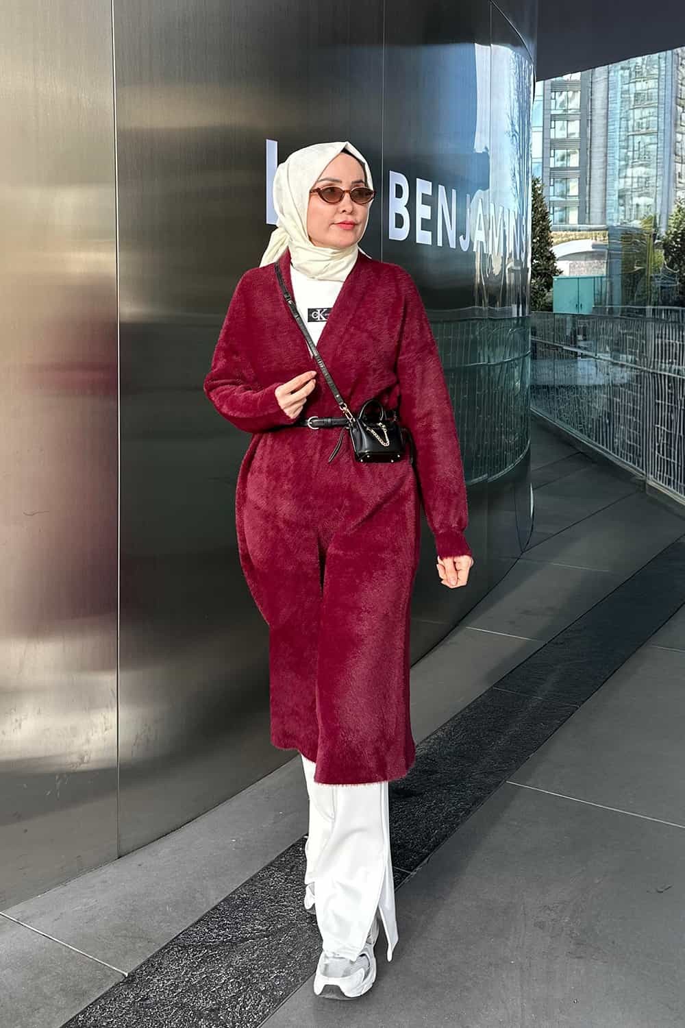 Şal Yaka Hırka - Bordo