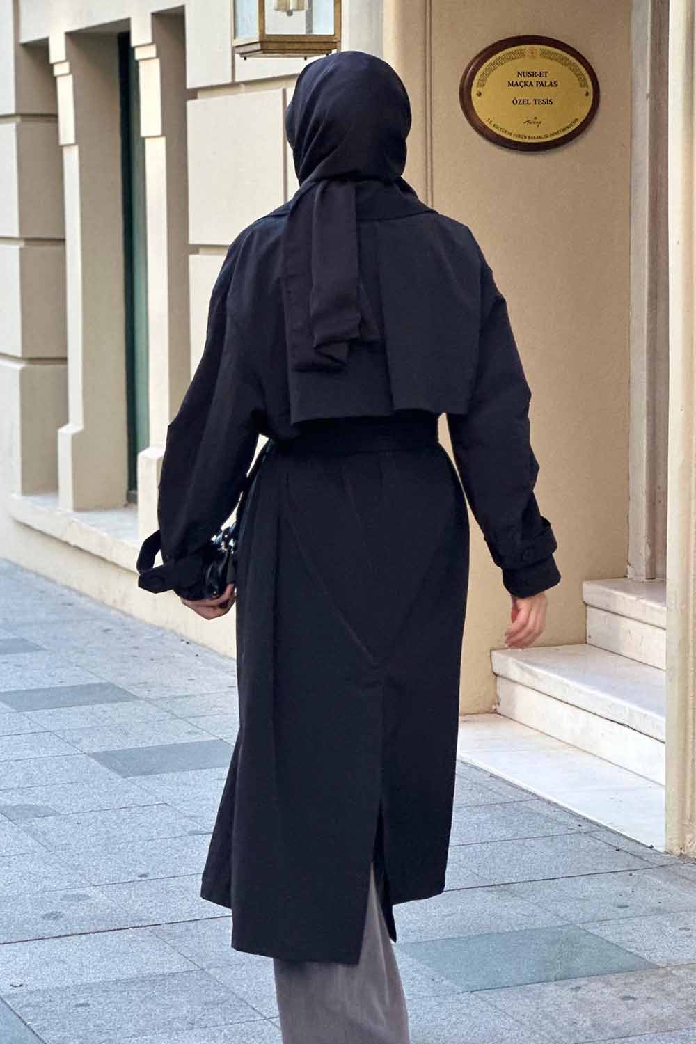 Oversize Trençkot - Siyah 