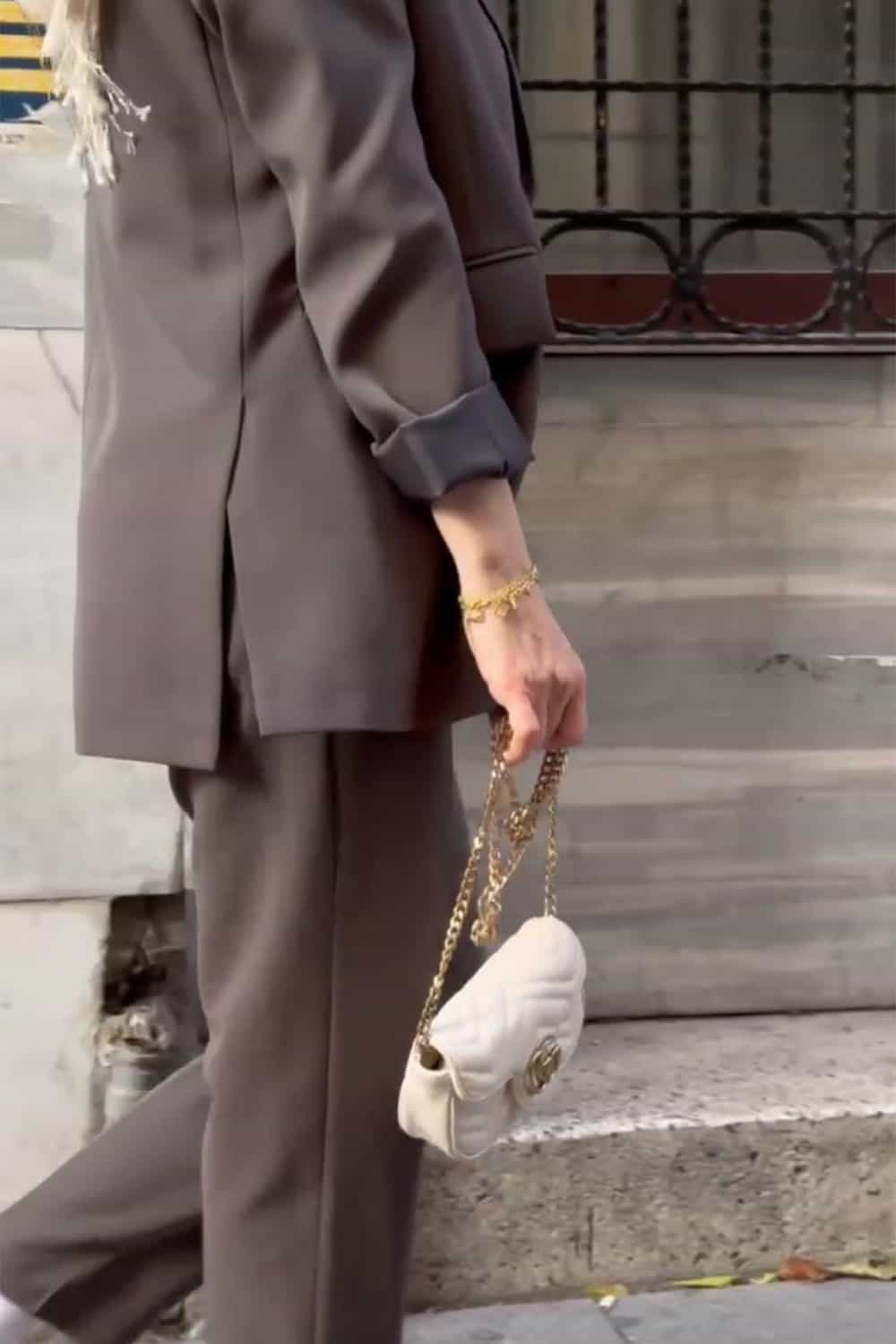 Boyfriend Blazer Ceket Takımı - Kahverengi