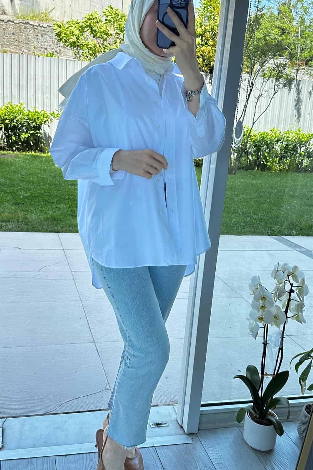 Oversize Gömlek - Beyaz