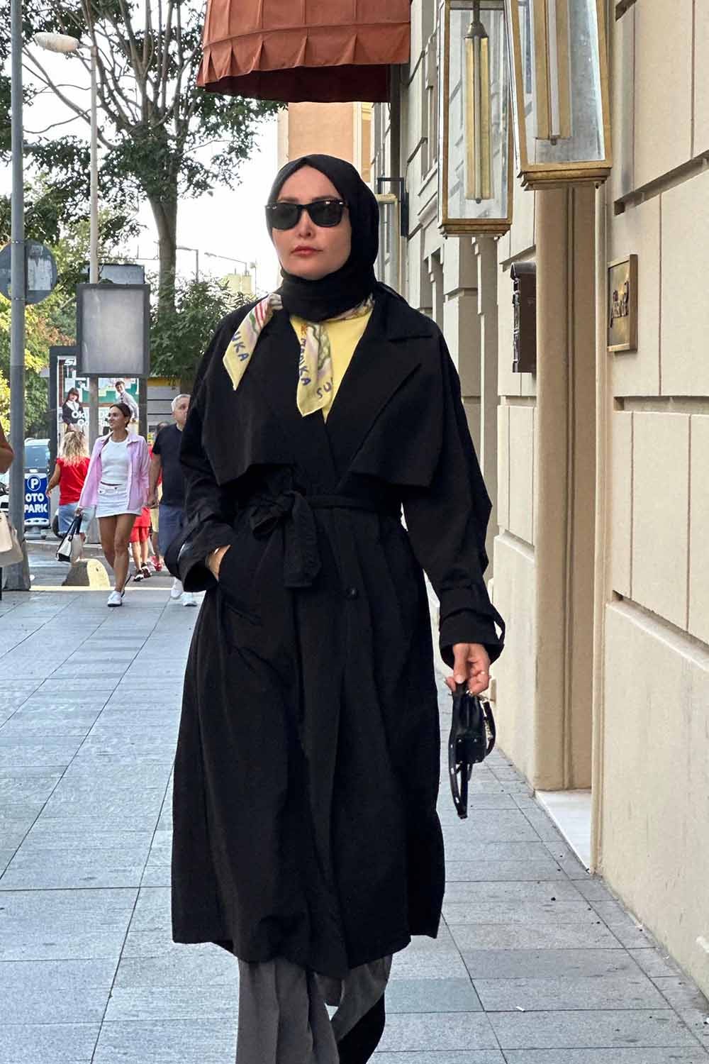 Oversize Trençkot - Siyah 