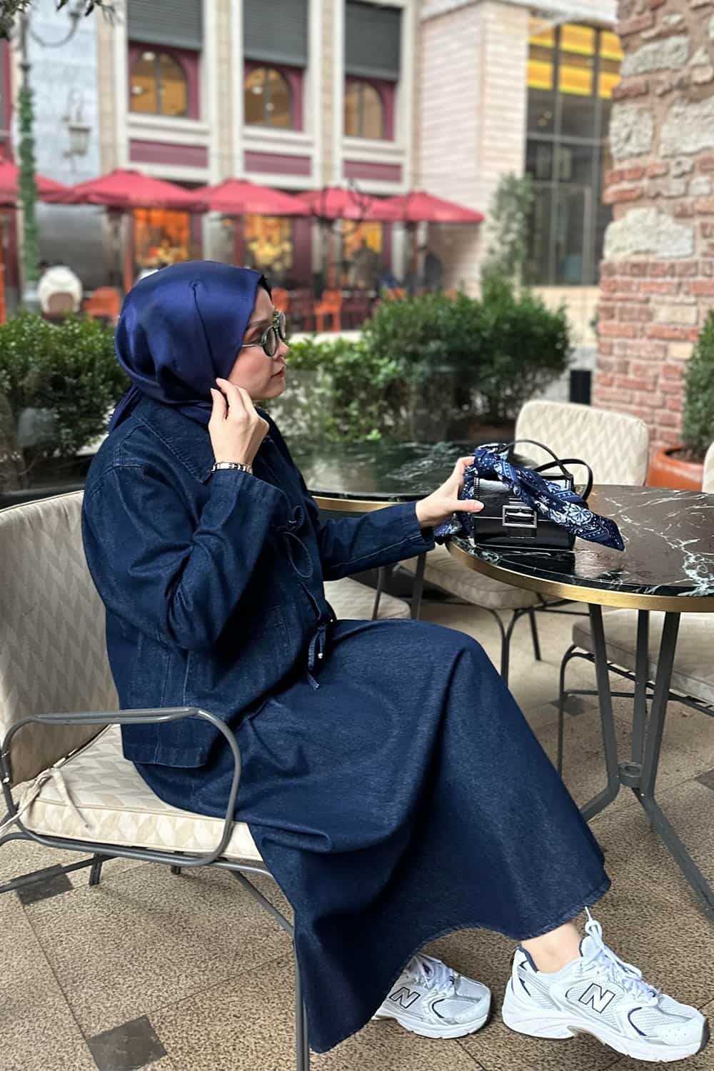 Lavin Bağlama Detaylı Denim Etek Takım