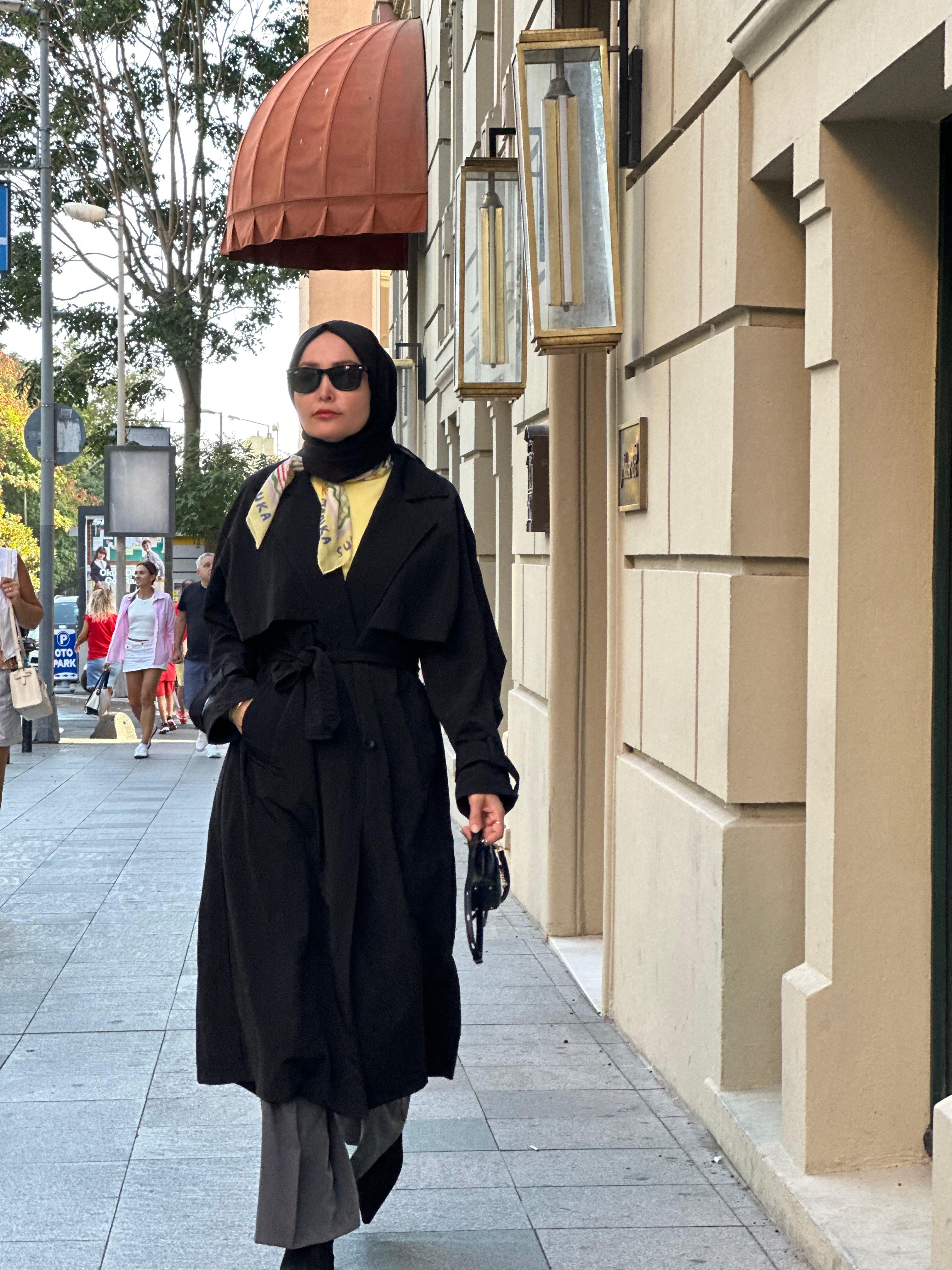 Oversize Trençkot - Siyah 