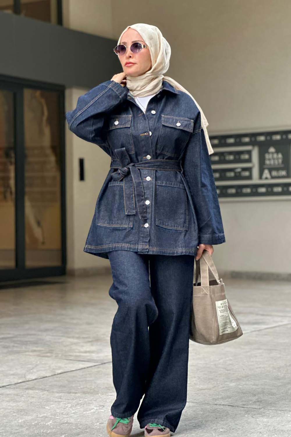 Dört Cepli Denim Takım Lacivert