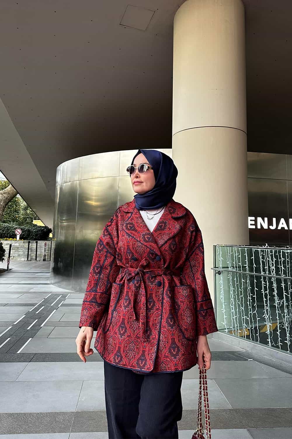 Etnik Desen Ceket - Bordo
