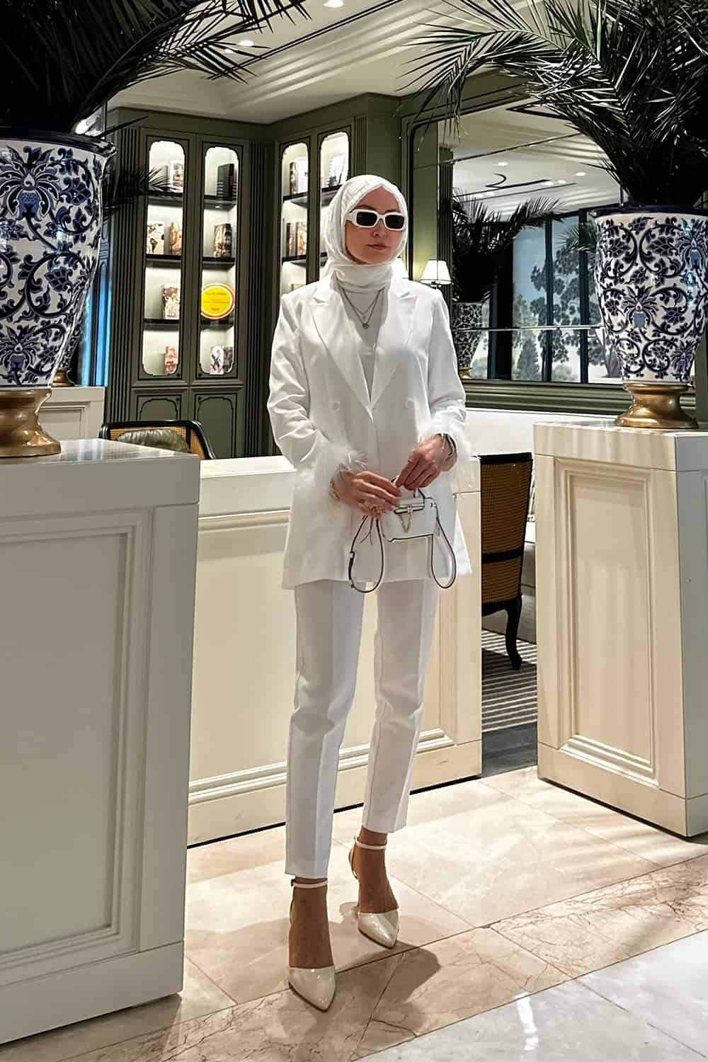 Premium Ceket Beyaz Otrişli