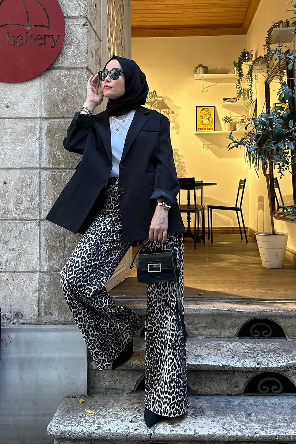 Leopar Wide Leg Jean Pantolon