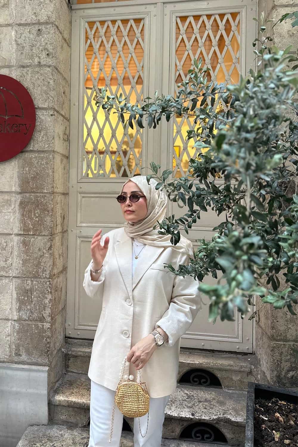 Blazer Oversize Ceket - Krem
