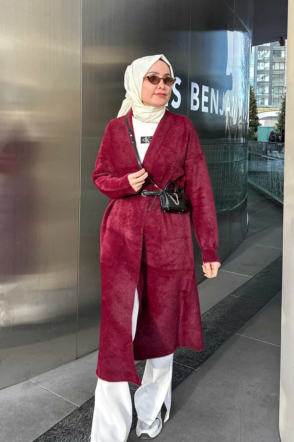 Şal Yaka Hırka - Bordo