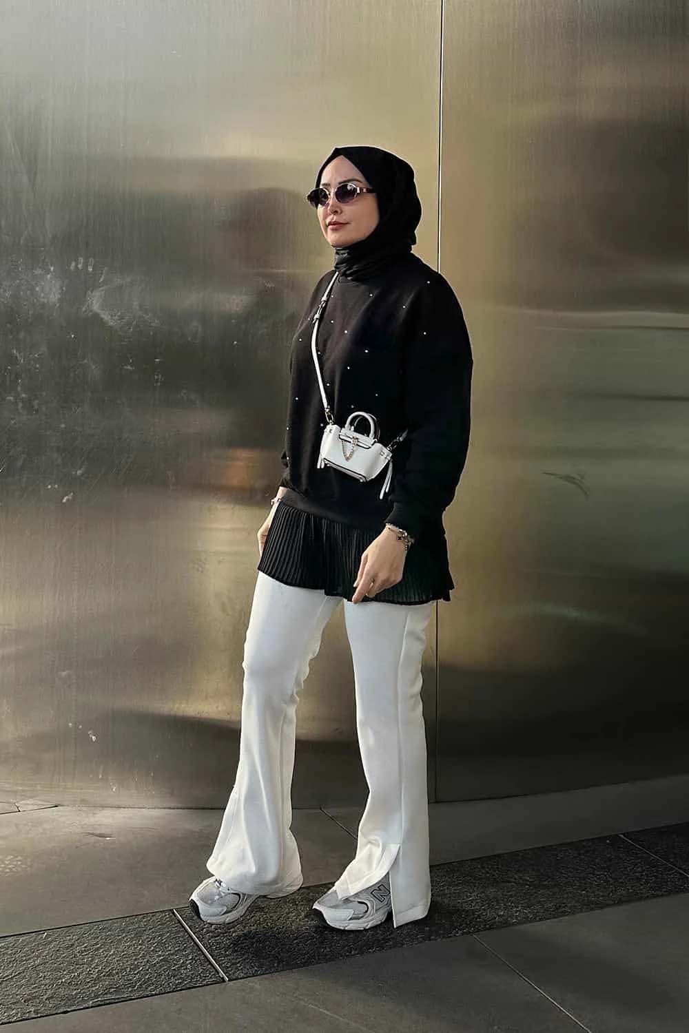 Taşlı Premium Sweatshirt Siyah