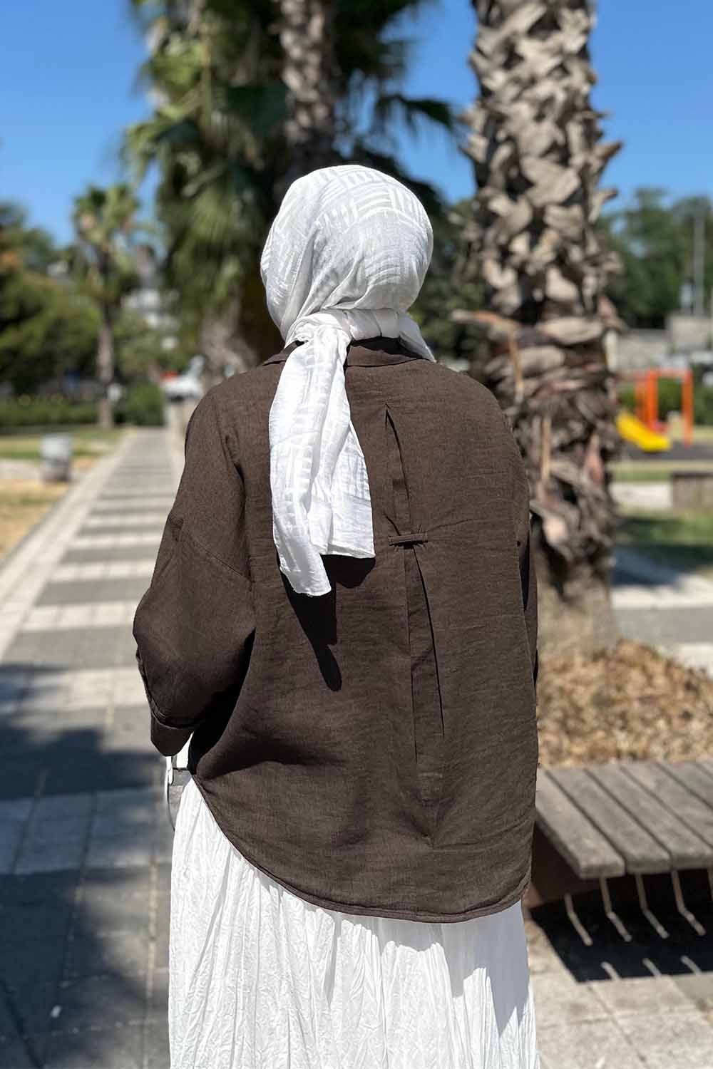 Geniş Kol Keten Gömlek