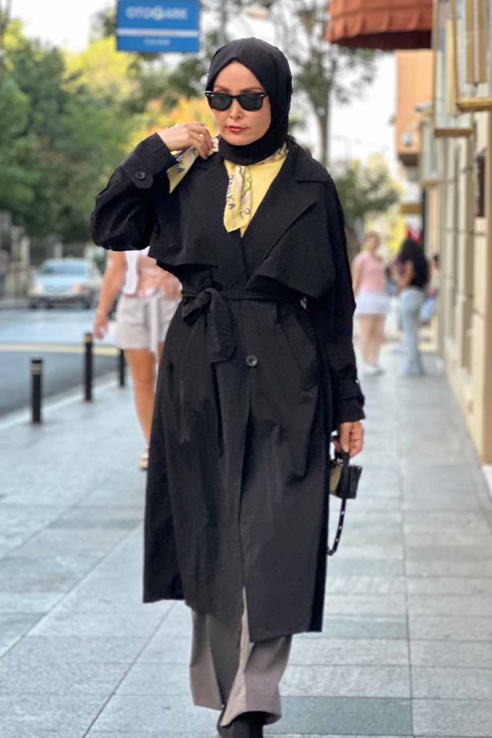 Oversize Trençkot - Siyah 