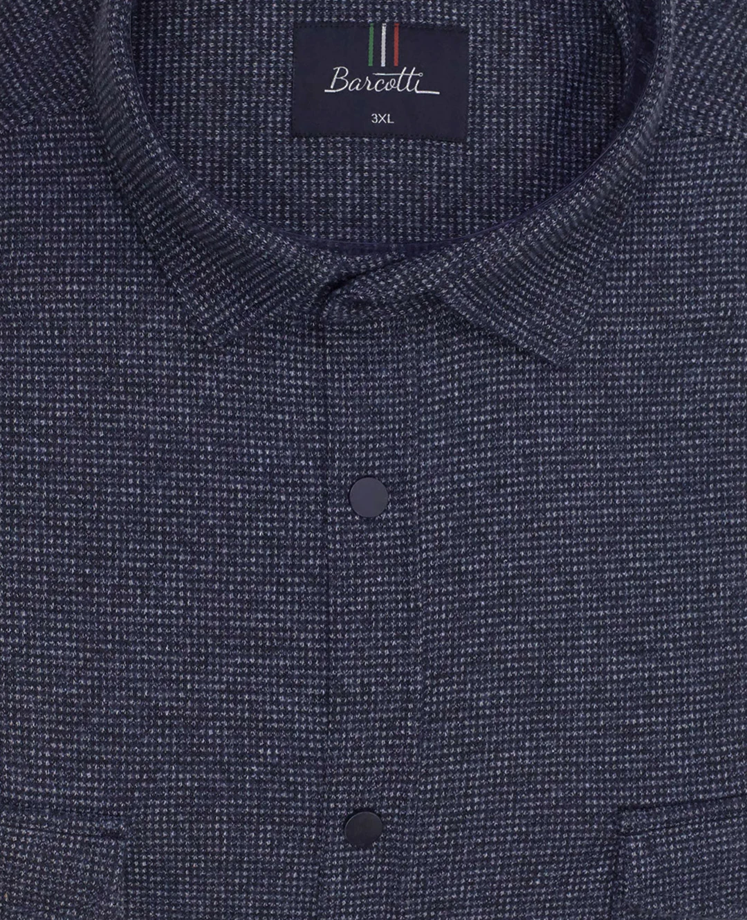 Büyük Beden Çift Cepli Likralı Örme Gömlek - Lacivert