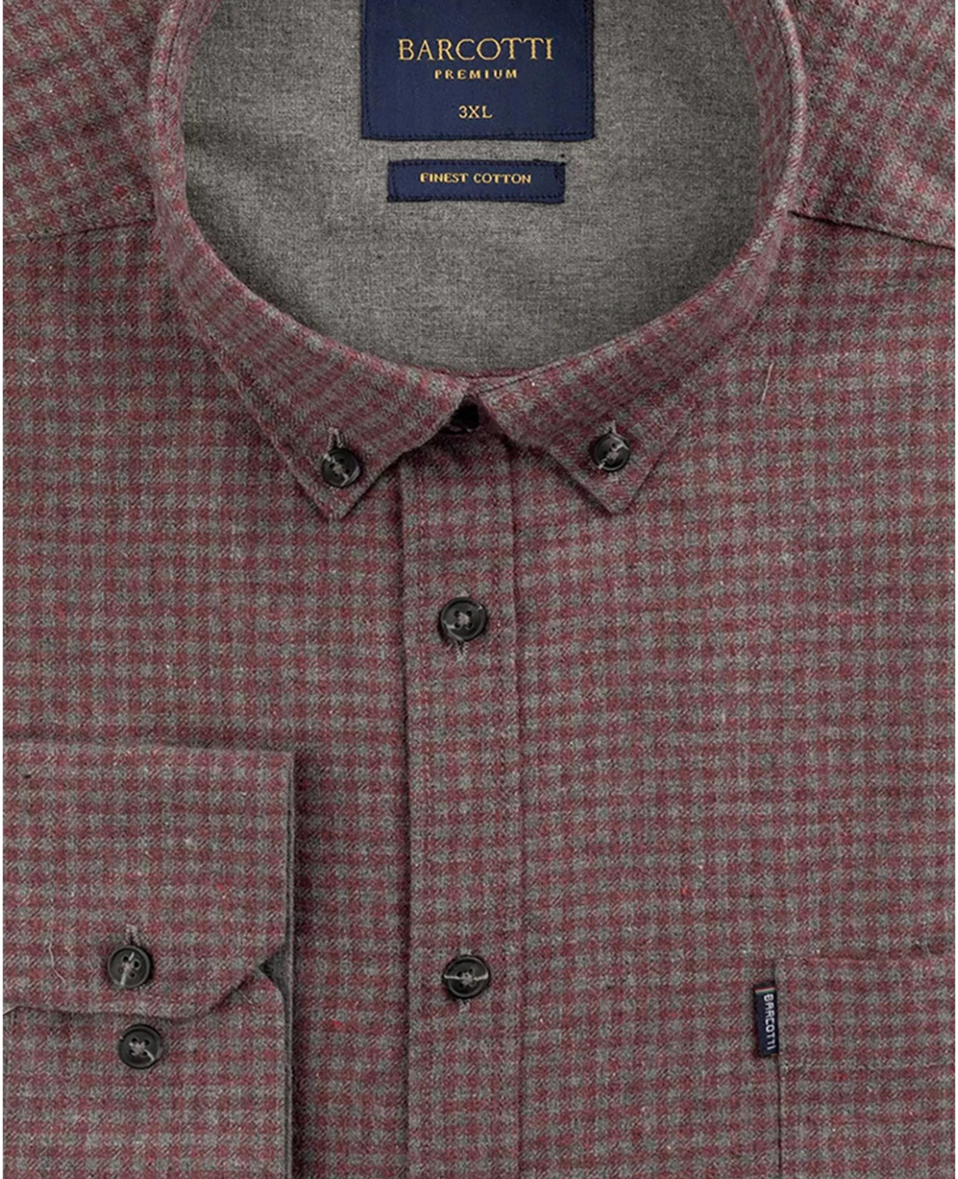 Büyük Beden Pamuklu Ekose Gömlek Düğme Yaka