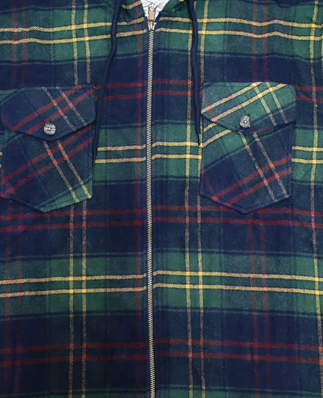 Büyük Beden Kapşonlu Oduncu Sweat Ekose - Yeşil