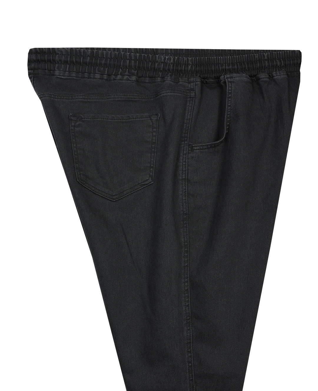 Kışlık Büyük Beden Bağcıklı Denim Pantolon - Siyah