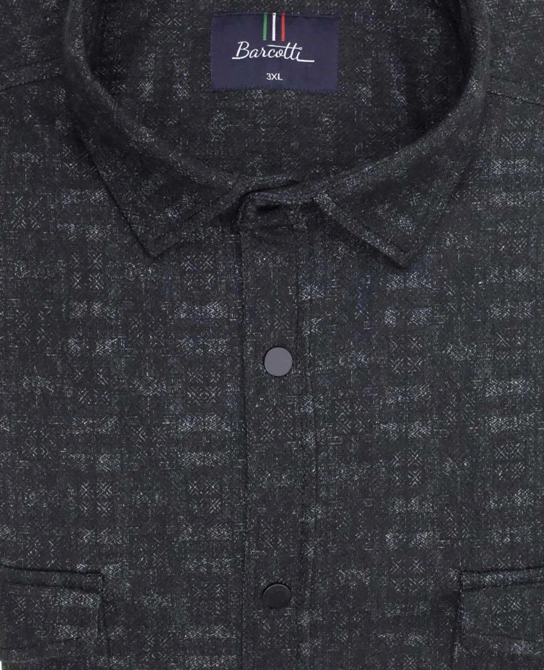 Kışlık Büyük Beden Çift Cepli Likralı Örme Gömlek - Siyah