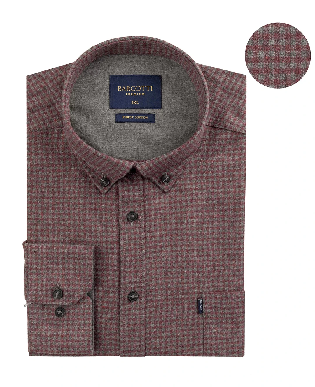 Büyük Beden Pamuklu Ekose Gömlek Düğme Yaka