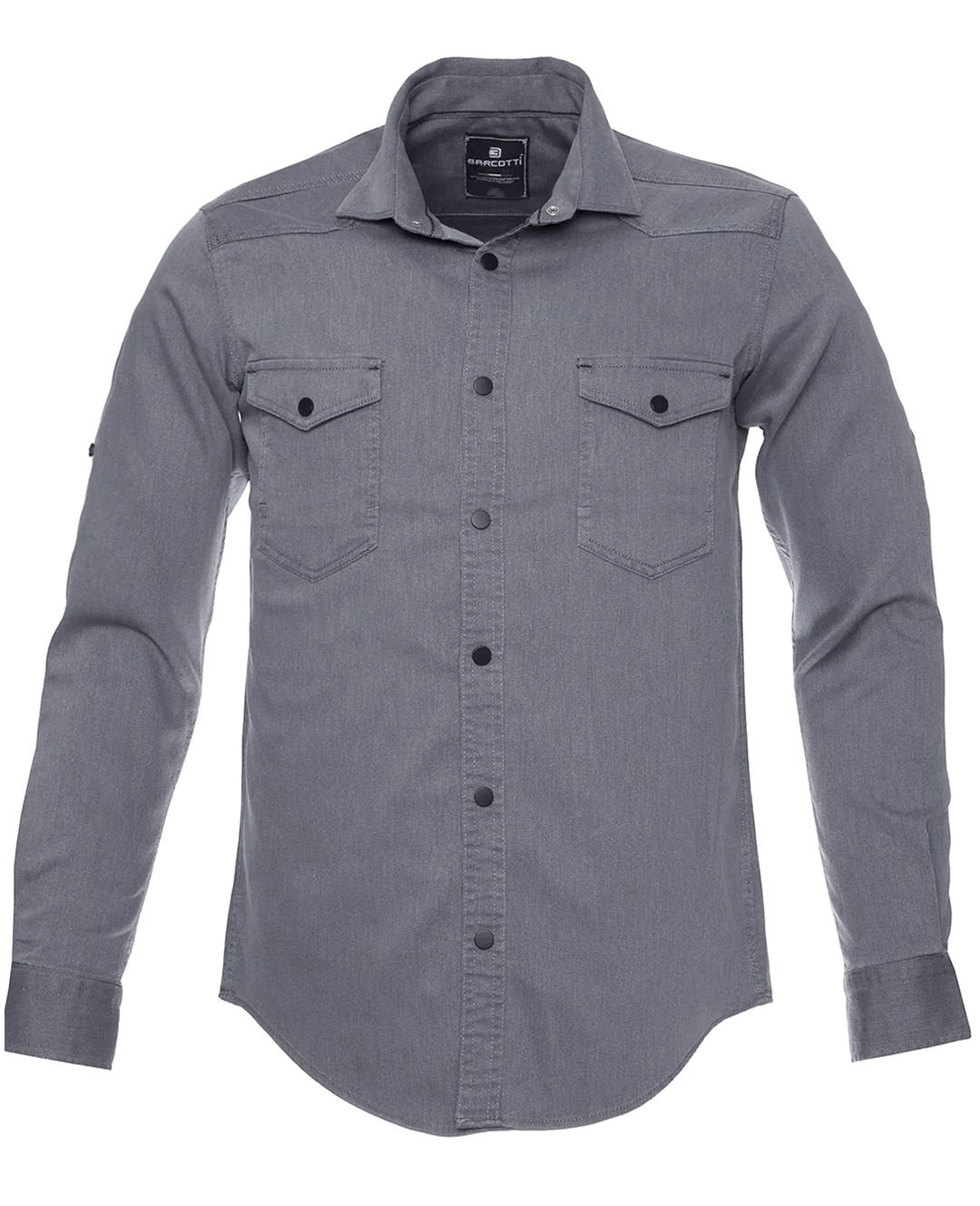 Lycra Plus Size Denim Shirt Long Sleeve Gray