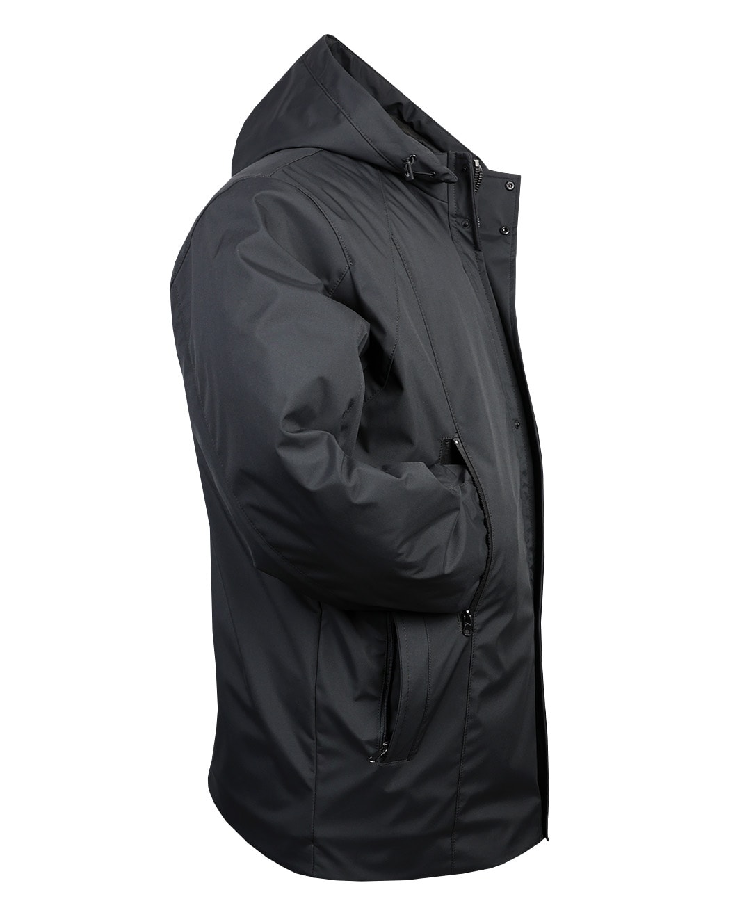 Büyük Beden Kapüşonlu Softshell Mont Astarlı - Antrasit
