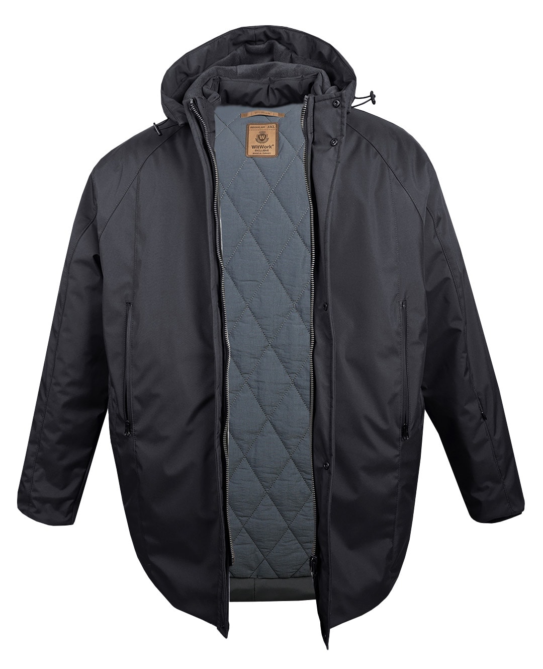 Büyük Beden Kapüşonlu Softshell Mont Astarlı - Antrasit