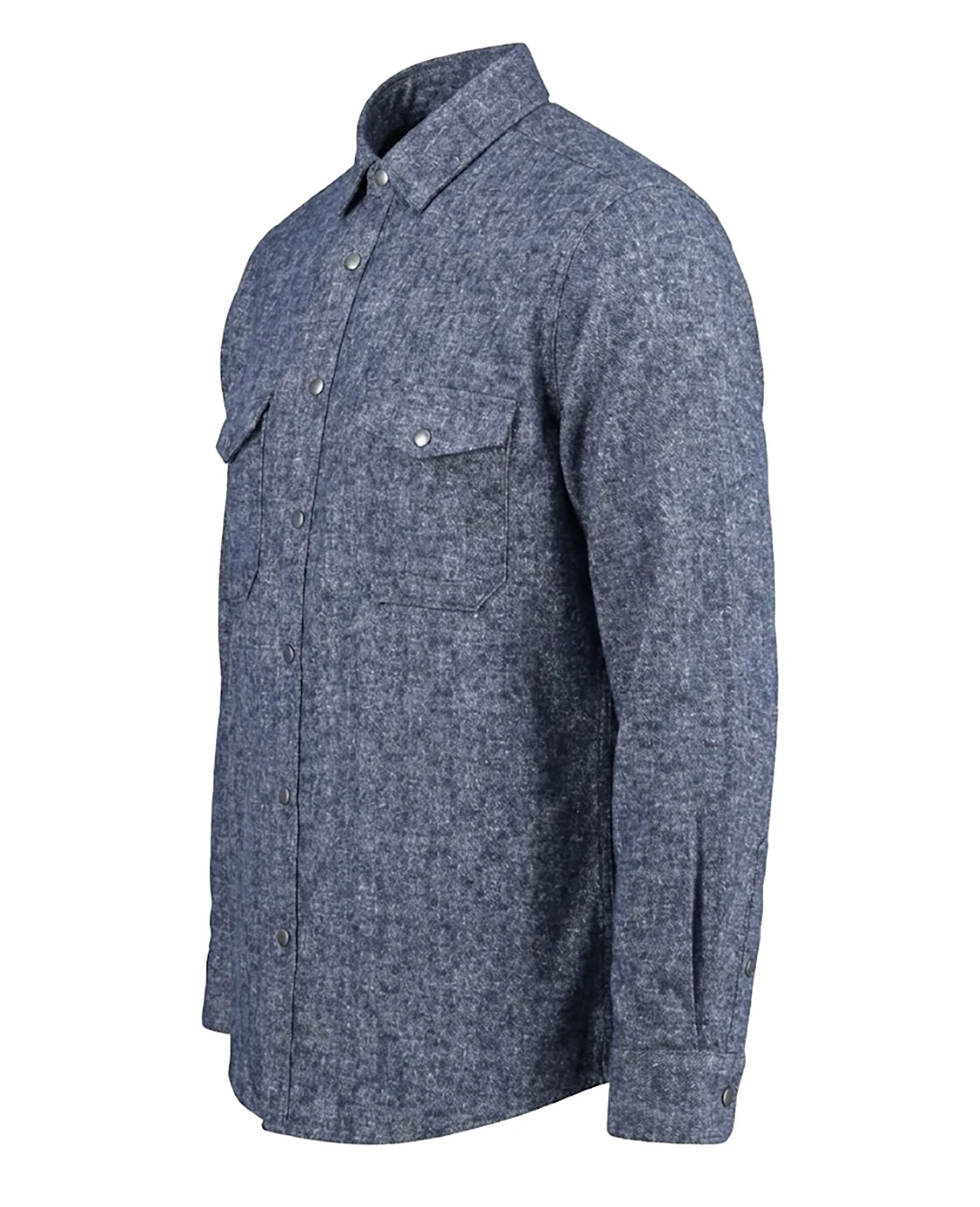 Kışlık Büyük Beden Çift Cepli Likralı Örme Gömlek - İndigo