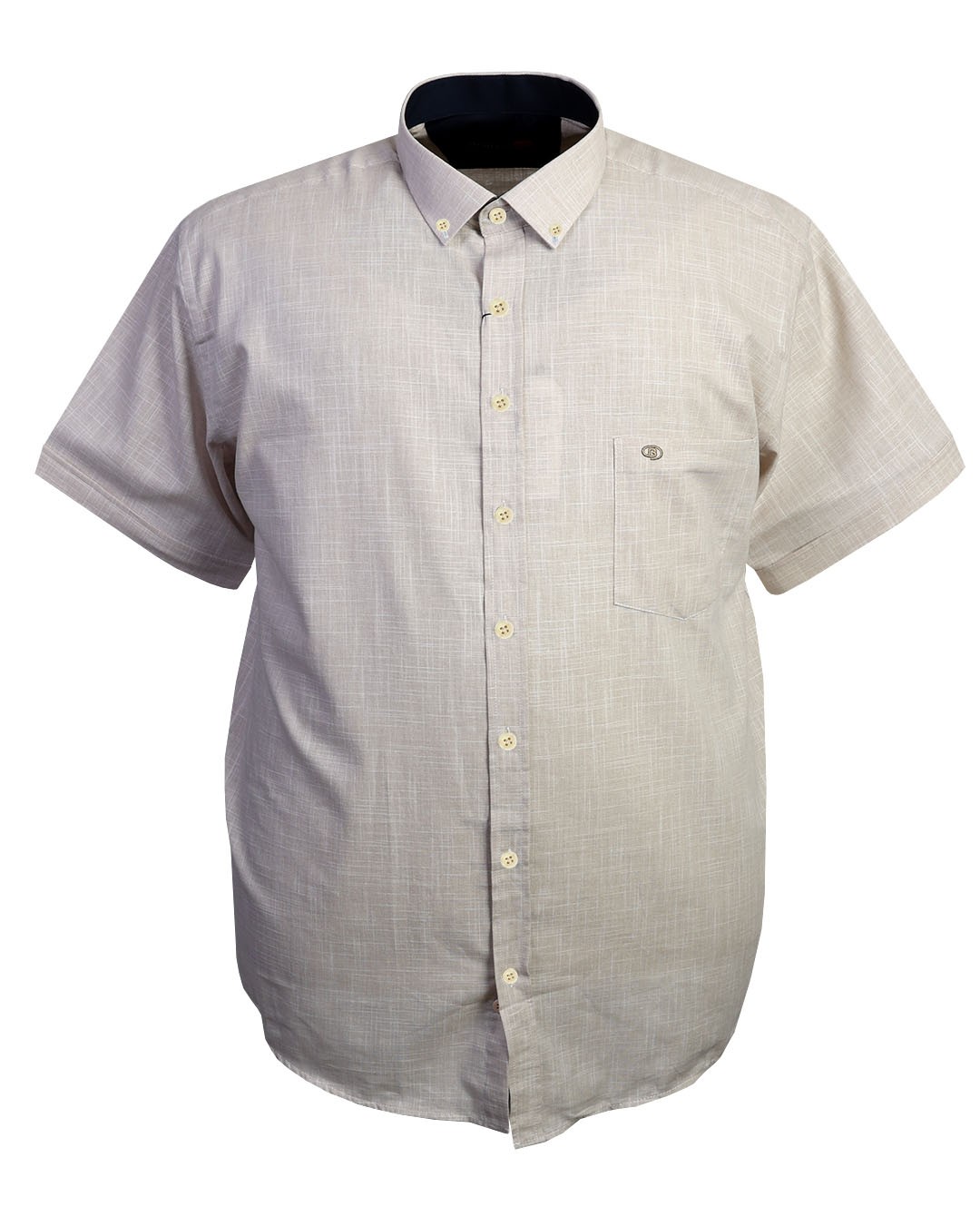 Süper Size Keten Gömlek Kısa Kol 8XL-12XL - Bej