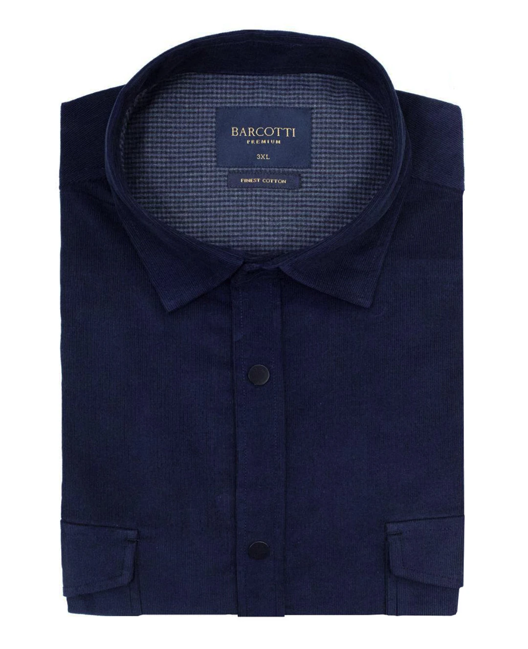 Büyük Beden Kadife Gömlek Çift Cepli - Gece Mavi